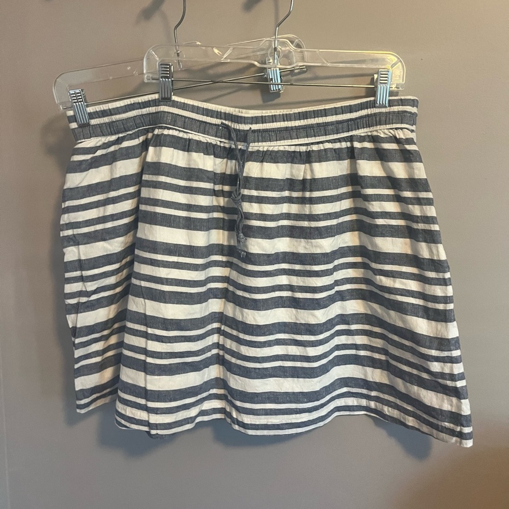 Gap skirt linen cotton blend striped blue white drawstring fisherman’s core XL